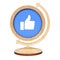 Facebook Like circle icon placed into wooden globe