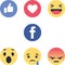 Facebook round icons new logos emojis