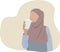 Faceless arabic muslim woman in stylish abaya and hijab from saudi arabia or united arab emirates vector illustration