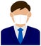 Faceless asian business person male / upper body wearing a mask vector illustration