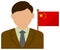 Faceless business man with national flags / China . vector illustration.