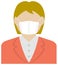 Faceless business person female / upper body wearing a mask vector illustration