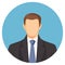 Faceless businessman avatar. Man in suit with blue tie.