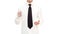 Faceless businessman in shirt with tie calmly holding shards of broken cup and drink coffee.