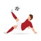 Faceless Footballer Player Kicking Ball On White