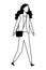 Faceless girl purse in black and white