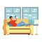 Faceless man resting sofa decoration