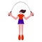 Faceless Young Girl Jumping Rope Against White