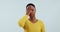 Facepalm, fail or mistake with a frustrated black woman in studio on a blue background feeling annoyed. Stress, emoji or