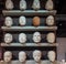 Faces and heads of mannequins. Italian stand of mannequin maker.
