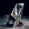 Faceted Silver Chair With Gothic Futurism Style