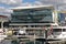 Faceted, sloped, tilted, fragmented, inclined, triangulated, triangular, angled, angular, and folded glass facade of ICC Sydney