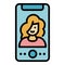 Facetime call icon color outline vector