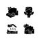 Facial and body treatments black glyph icons set on white space
