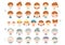 Facial expression icon set. Troubled face and angry face. Vector illustration.