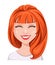 Facial expression of a redhead woman - laughing