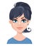 Facial expression of a woman - dissatisfied. Female emotions. Attractive cartoon character