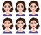 Facial expressions of a woman. Different female emotions set.
