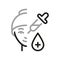 Facial injections, icon. The woman applies products for healthy skin, linear icon. Vector illustration