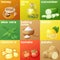 Facial mask ingredients for home face skin care. Cartoon vector food icons set
