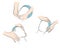 Facial massage. position of the hands during a massage on the face. right hand movements. vector illustration.