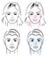 Facial massaging lines for man and woman