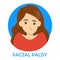 Facial palsy. Female character with assymetrical face