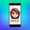 Facial recognition concept. Face ID, face recognition system. Smartphone with human head and scanning app on screen
