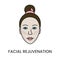 Facial rejuvenation with laser cosmetology, illustration in vector young woman face