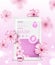 Facial sheet mask sachet package and sakura flowers. Vector realistic illustration on pink background