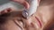 Facial vacuum massage therapy. Woman getting facial rejuvenate therapy.