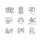 Facilities for people with disabilities linear icons set