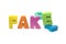 Fact or Fake concept, 3D letters on white isolated background. fake substitute for fact