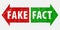 Fact and Fake grunge rubber stamp isolated on transparent  background.  True or fiction on red and green arrows.  Green Fact and R