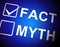Fact Vs Myth Word Describes Truthful Reality Versus Deceit - 3d Illustration