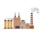 Factori or power plant flat design of vector illustration. Manufactory industrial building refinery factory or Nuclear