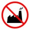 Factory ban sign. Industry is forbidden. Prohibited sign of industry factory