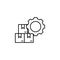 factory, boxes, gear icon. Element of production icon for mobile concept and web apps. Thin line factory, boxes, gear icon can be