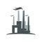 Factory building icon with plant of power industry