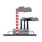 Factory with building, metal pipes and smoking chimneys. Heavy industry. Industrial architecture. Flat vector design