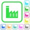 Factory building vivid colored flat icons