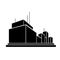 Factory business office building silhouette icon