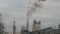 Factory chimney toxic smoke clouds