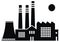 factory, cooling tower, chimneys, smoke stackes, hall, web black icon,symbol, vector, eps.