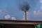 Factory flue emit smoke, pollution, industry that negatively affects the environment