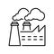 Factory Industry Building Line Icon. Industrial Production Pollution Linear Pictogram. Refinery Heavy Industry Outline