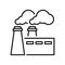 Factory Industry Building Line Icon. Industrial Production Pollution Linear Pictogram. Refinery Heavy Industry Outline