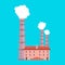 Factory industry production vector icon environment. Pollution smoke architecture refinery. Building manufacturing