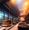 Factory interior. Heavy metallurgy industry. Foundry workshop. Steel Mill industrial plant. Metal manufacture. Large