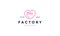 Factory line outline with heart love logo vector icon design
